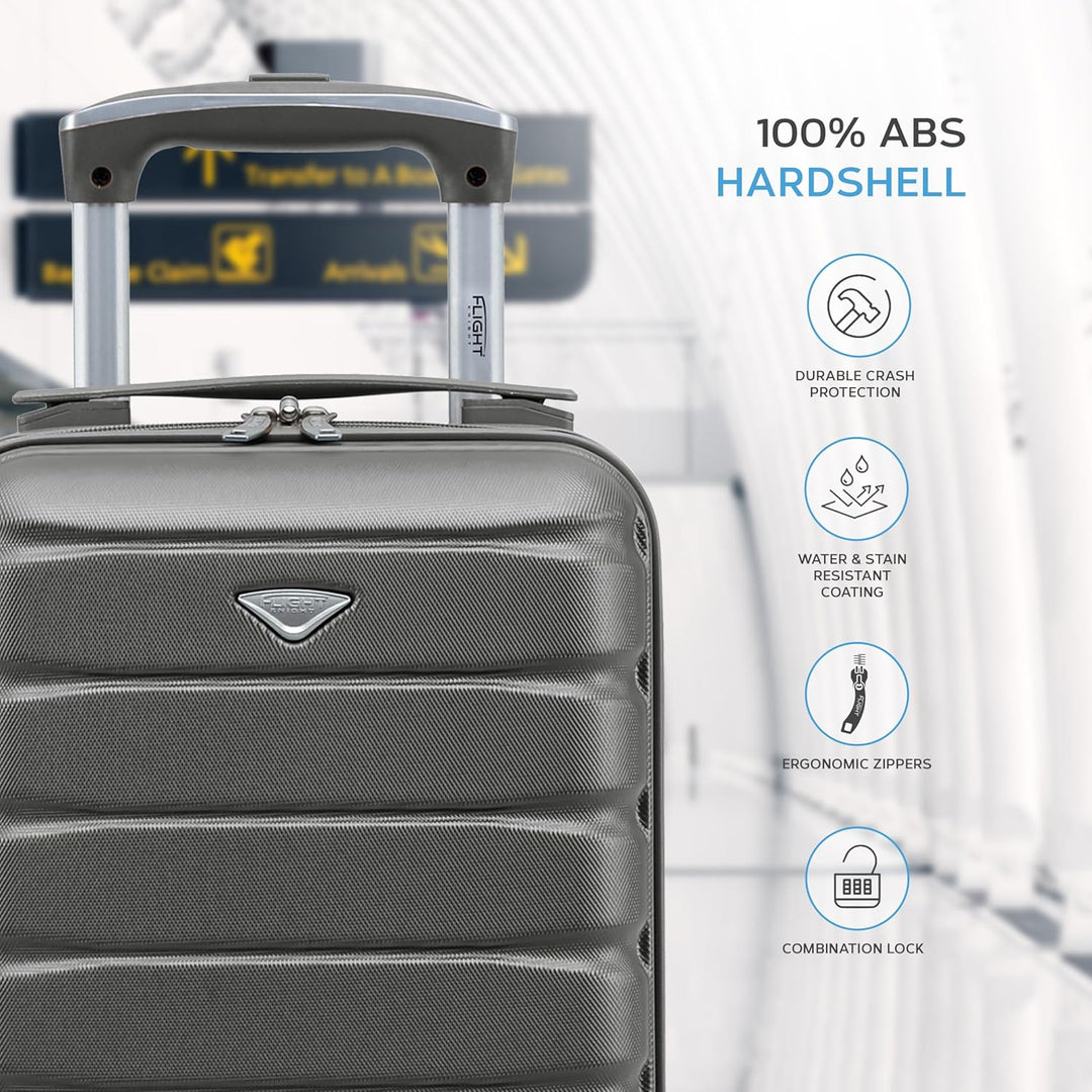 Flight Knight 3er-Pack Leichten 4-Rad-abs-hartschalenkoffern Kabinen-handgepack, Zugelassen Fur UBer
