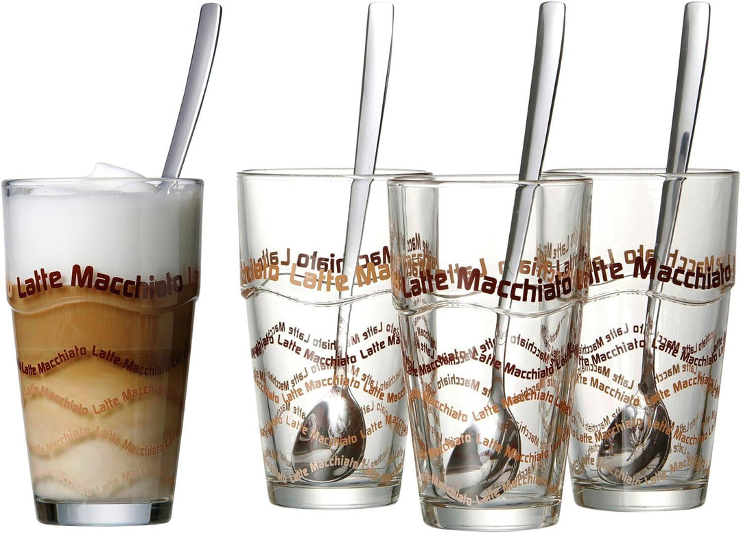 Ritzenhoff & Breker Latte Macchiato Gläser-Set, 4 Stück & Kaffeebecher-Set Cornello, 2-teilig, Creme