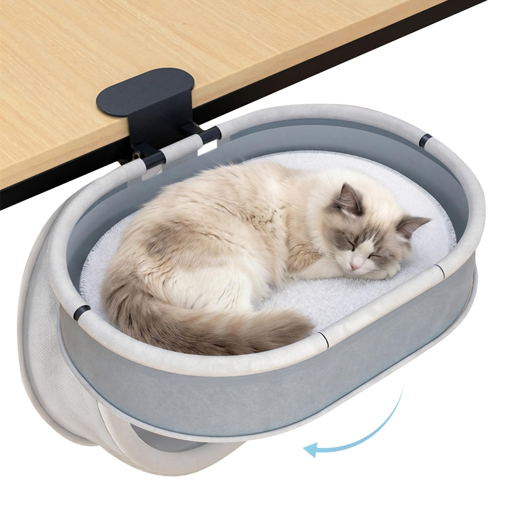 Katzenbett Schreibtisch Katzenkorb bis 27KG - Stabile Cat Desk Bed Befestigung Ohne Bohren - 90° Fol