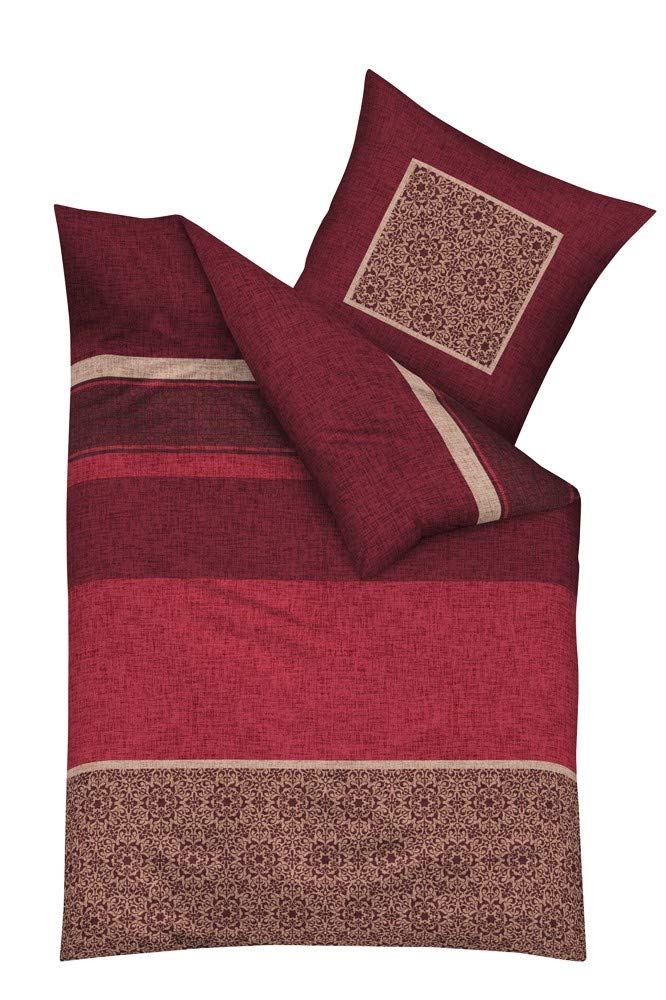Kaeppel Fein Biber Bettwäsche Destination Rot Bordeaux Sand, Grösse:240x220cm Bettwäsche, 240x220cm