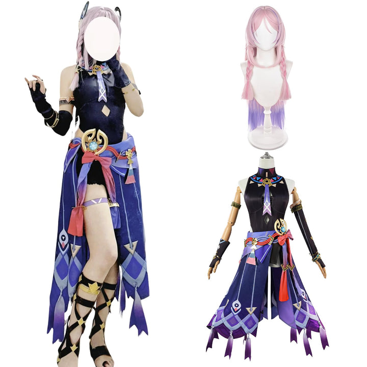 CR ROLECOS Lynette Cosplay Magischer Assistent Lynette Kostüm Outfit Charaktere Uniform Kleid Full S