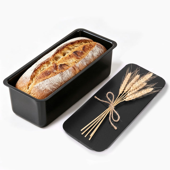 Premium Brotbackform mit Deckel 28 x 11 x 10 cm, Extra hohe Kastenform, Toastbrot-Backform aus Kohle