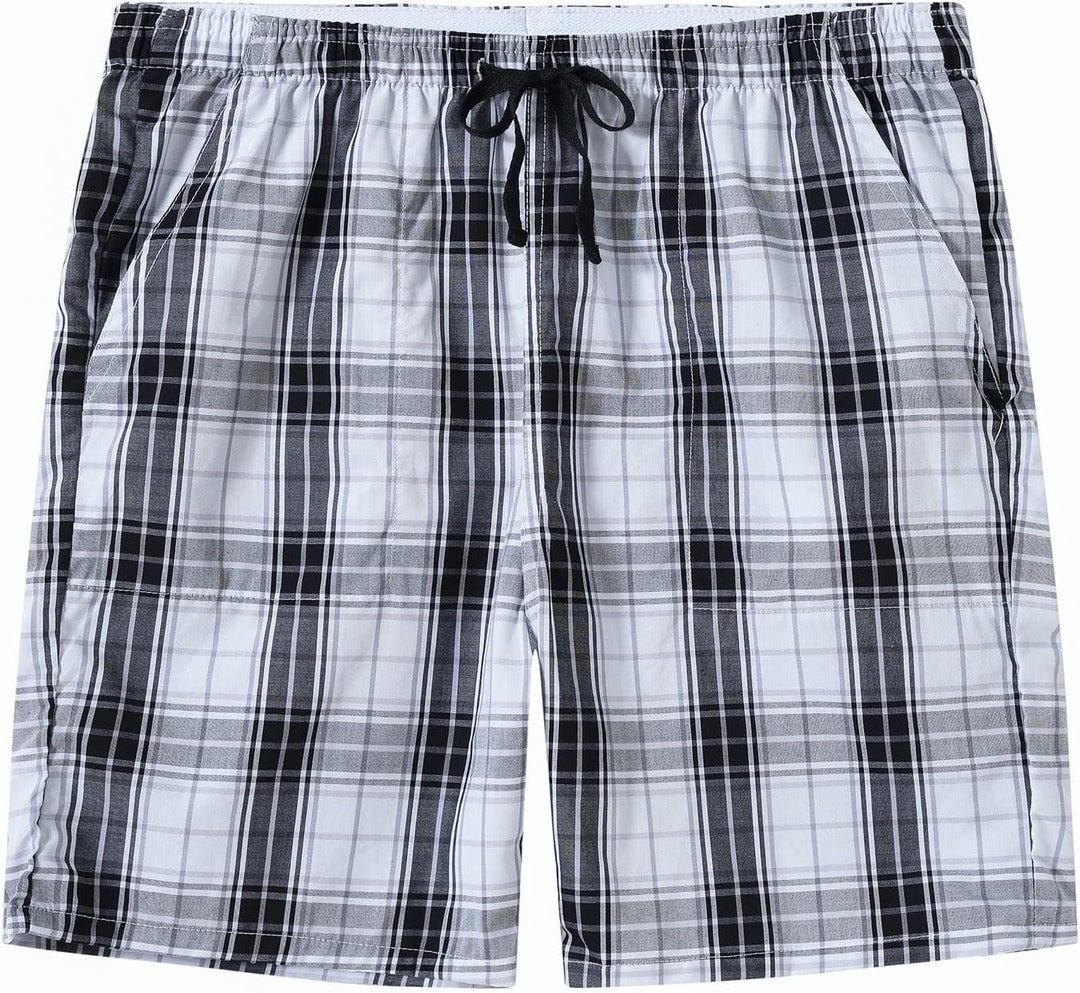 MoFiz Schlafshorts Jungen Baumwolle Kurz Pyjamahose Schlafanzug Karierte Hose Loungewear Nachtwäsche