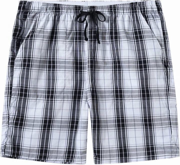 MoFiz Schlafshorts Jungen Baumwolle Kurz Pyjamahose Schlafanzug Karierte Hose Loungewear Nachtwäsche