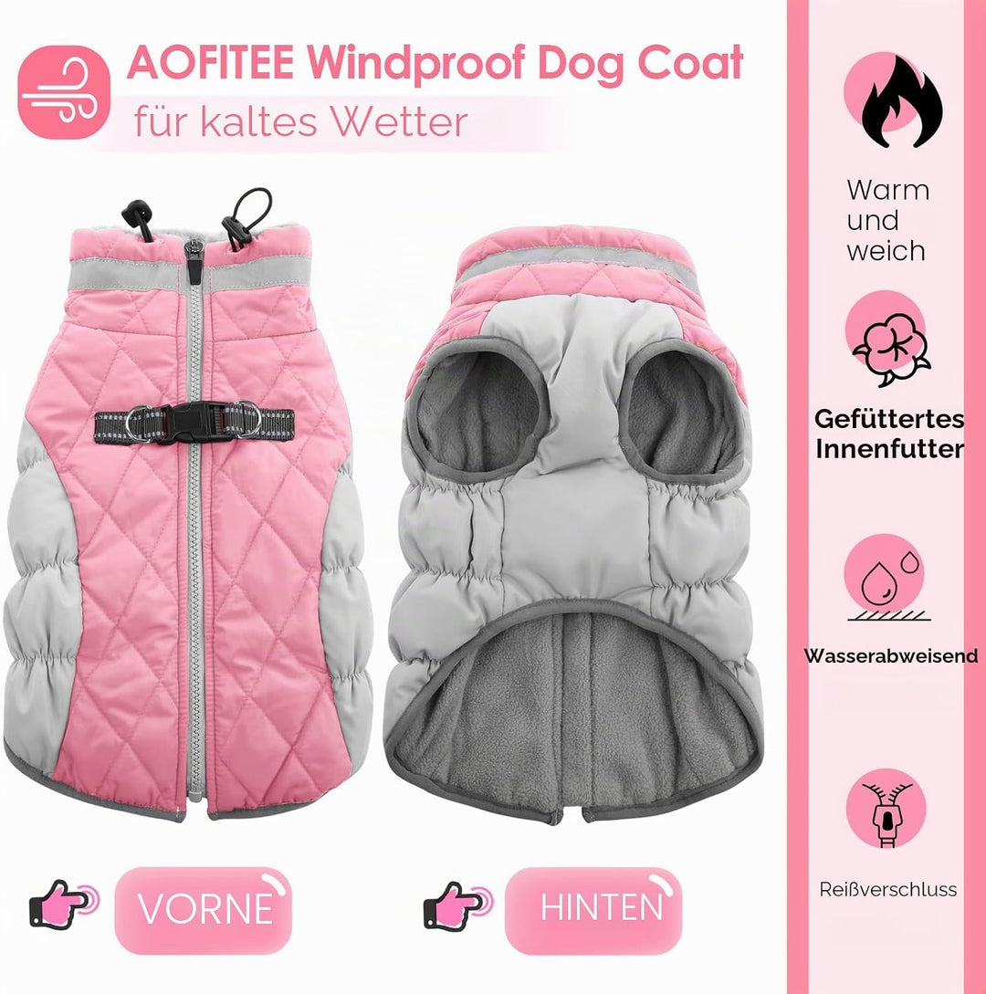 AOFITEE Extra Grosser Hundemantel, Warme Wasserdichter & Winddichter Hundejacke mit Bauchschutz, Rol