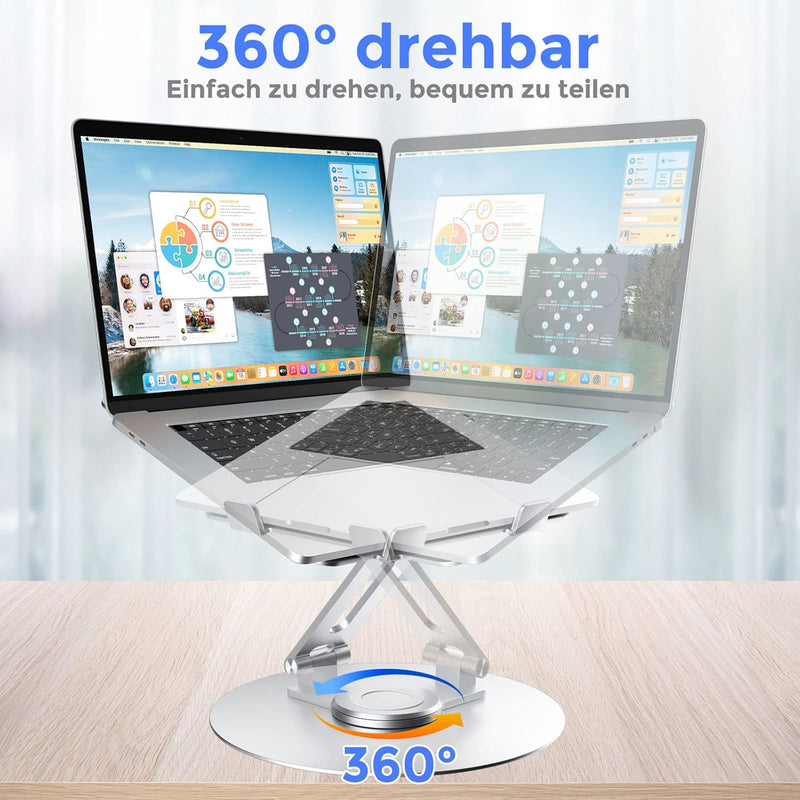 Epherie Laptop Ständer mit 360° drehbarem rundem Basis, Höhenverstellbarer ergonomischer Laptopständ