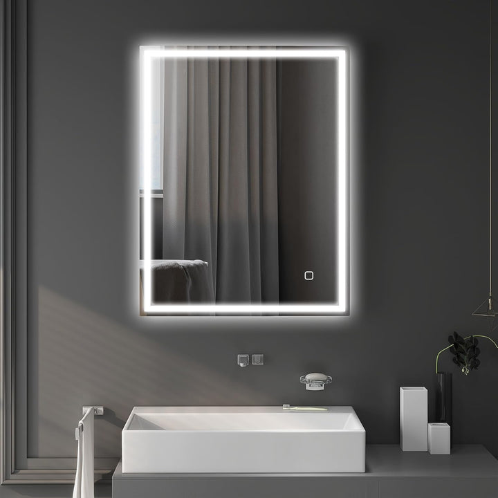 HOMCOM Badspiegel mit Beleuchtung 90x70 cm LED Spiegel Wandspiegel mit Memory-Funktion 3 Lichtfarben