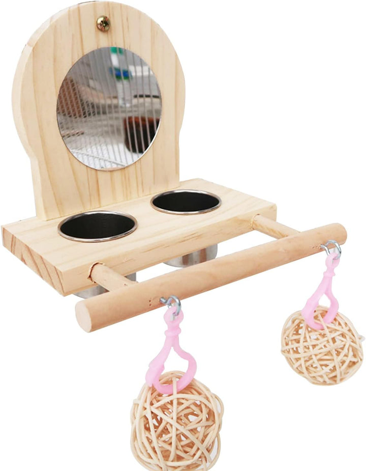 Vogelspiegel für Käfig, 2 Stück Edelstahl-Vogelfutter- und Bewässerungszubehör, Vogelstange und Voge