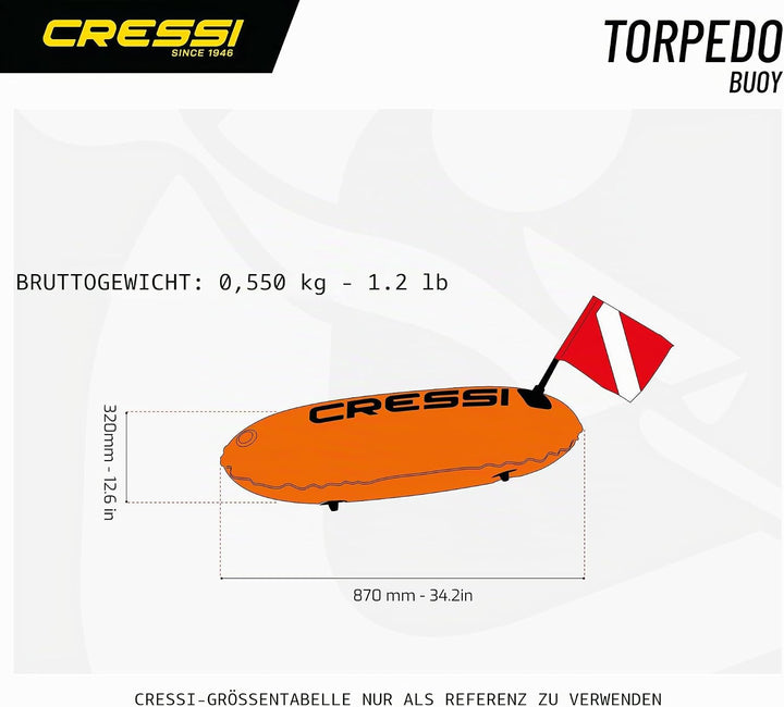 Cressi Premium Tauchen Boje Torpedo Float Fluoreszierend Orange, Torpedo Float Fluoreszierend Orange