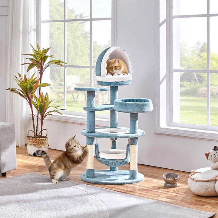 Yaheetech Meer Kratzbaum gross, Moderner Ozean Design Katzenbaum, mit Haifischmaul-Plattform Hängema