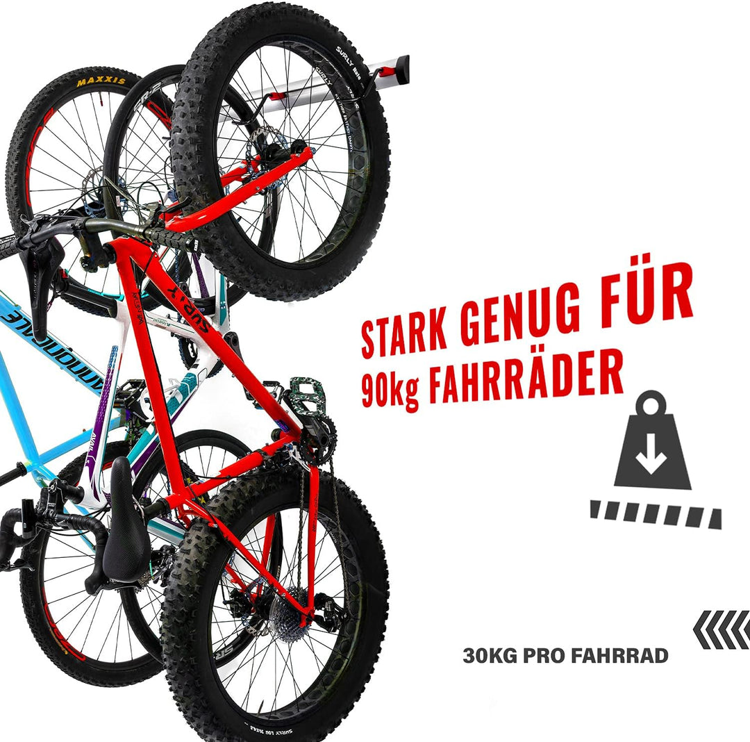 Fahrrad Wandhalterung für 3 oder 6 Fahrräder - Verstellbare Fahrradhalterung für Garage oder Wohnung