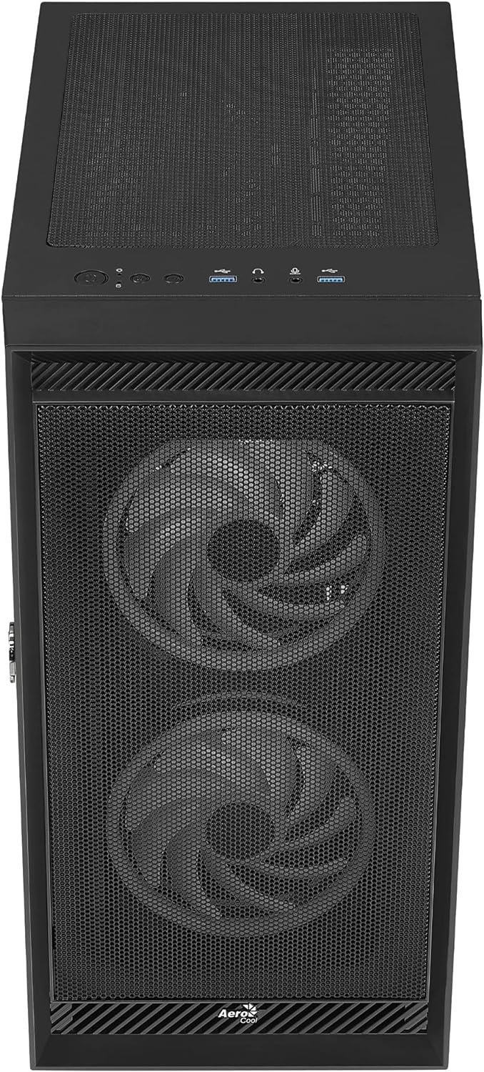 Aerocool Graphite ARGB ATX Mid Tower Case, Tempered Glass Side Panel, 3x 14cm ARGB Fans, Black Schwa