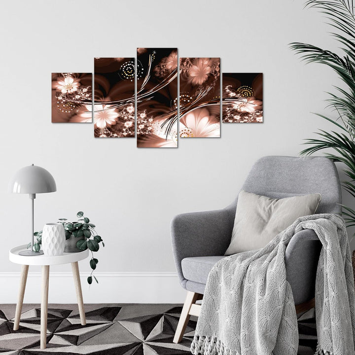 Runa Art Wandbilder Abstrakt 5 Teilig Bild auf Vlies Leinwand Deko Wohnzimmer Schlafzimmer Schwarz W