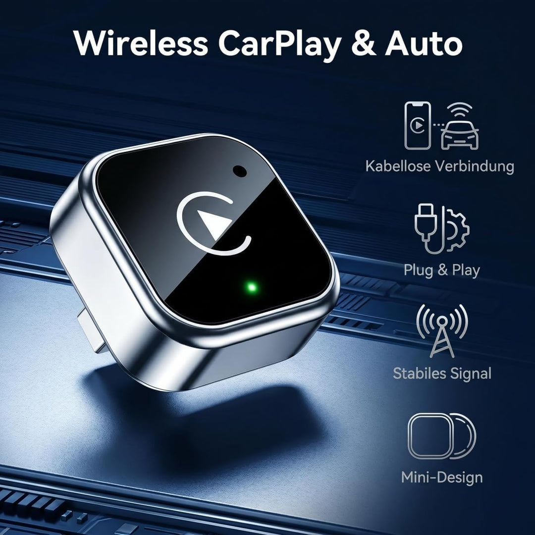 2-in-1 Wireless CarPlay Android Auto Adapter, Plug & Play, Schnell & Stabil | 5,8GHz Wi-Fi, Niedrige