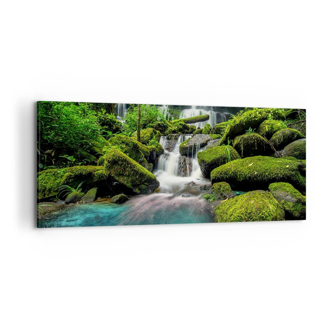 Wandbilder Dekoration Wohnzimmer Park Wasserfall Wasser Panorama Bilder auf Leinwand 120x50cm Leinwa