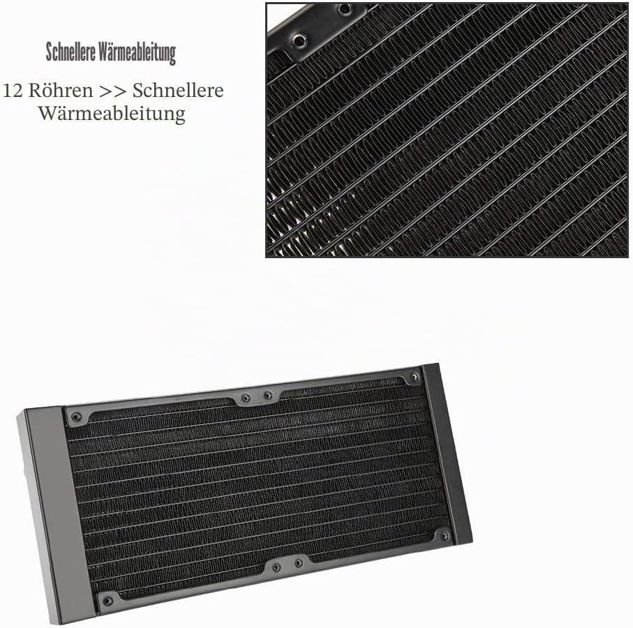 Richer-R 120mm/240mm/360mm Aluminium Radiator, Aluminiumheizkörper 12 Röhren PC Wasserkühlung Heizkö