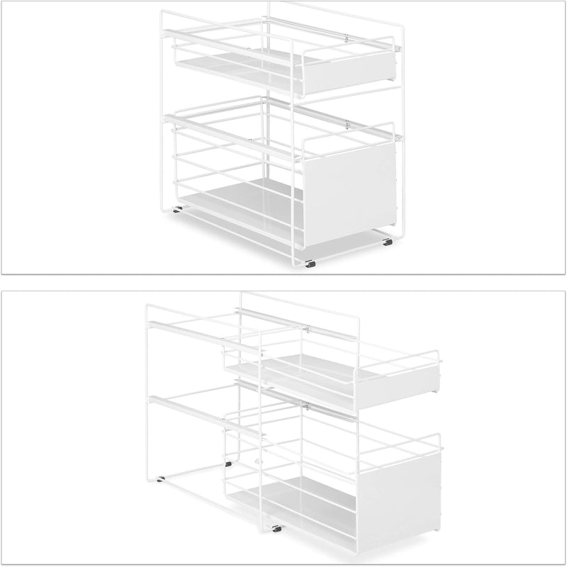 Relaxdays Schubladenregal, mit 2 Körben, Unterschrank Organizer, Küche und Bad, Korbauszug, HBT: 39,