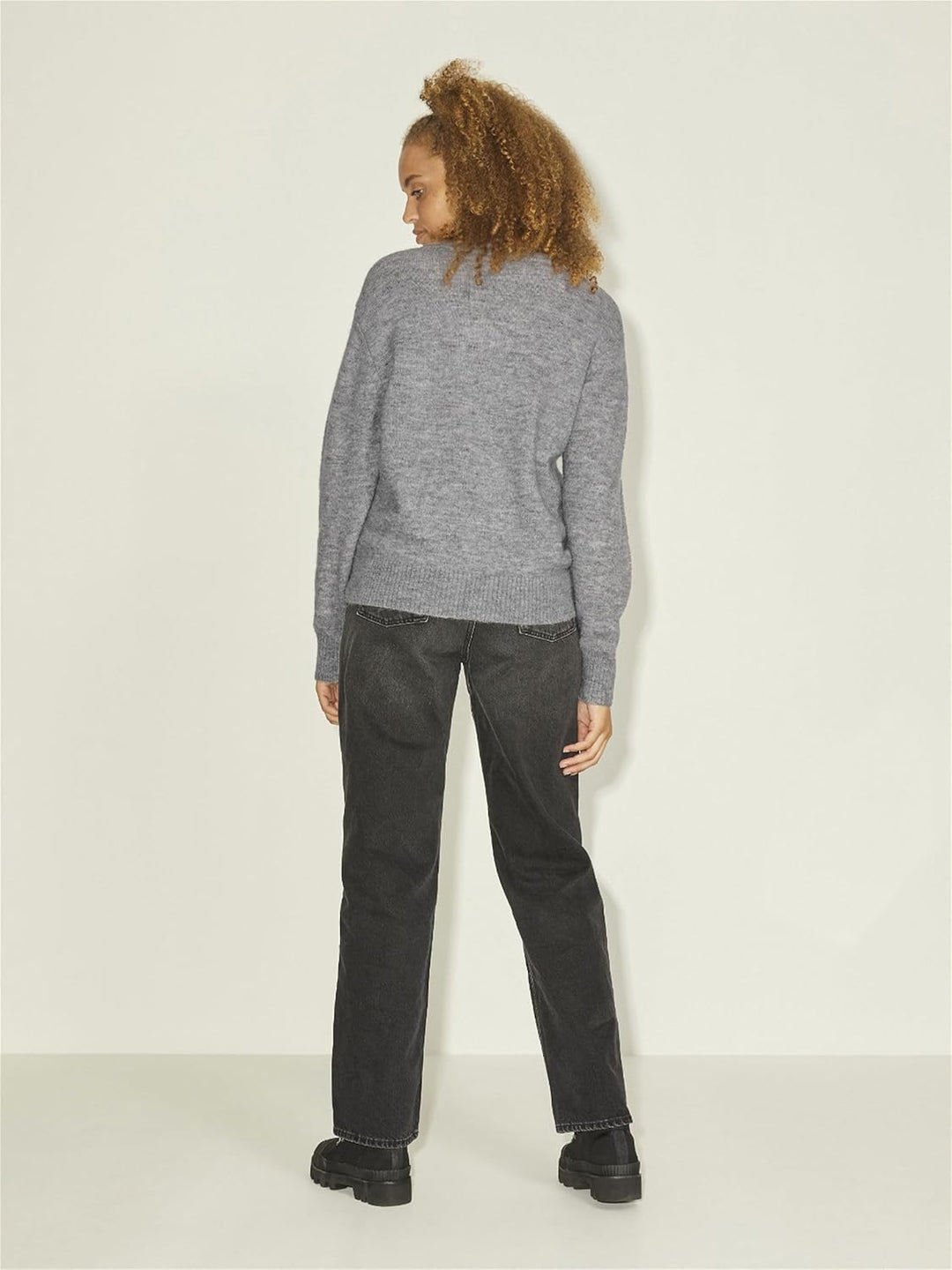 Jack & Jones Women's JJXX JXNANA LS Upgrade V-Neck Knit NOOS Pullover XL Grey Melange, XL Grey Melan