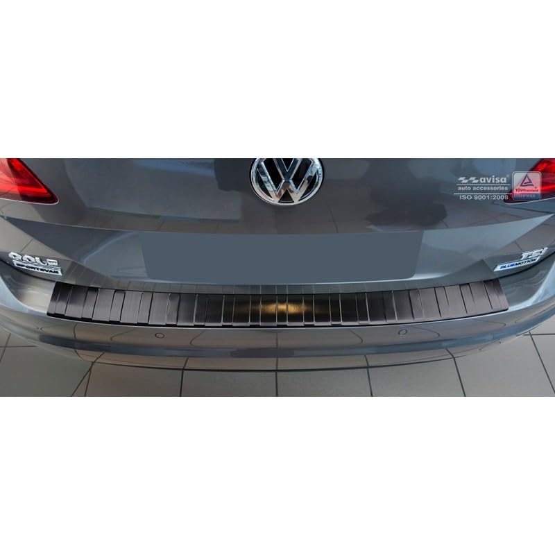 Avisa Schwarz Edelstahl Heckstossstangenschutz kompatibel mit Volkswagen Golf VII Sportsvan 2014- &