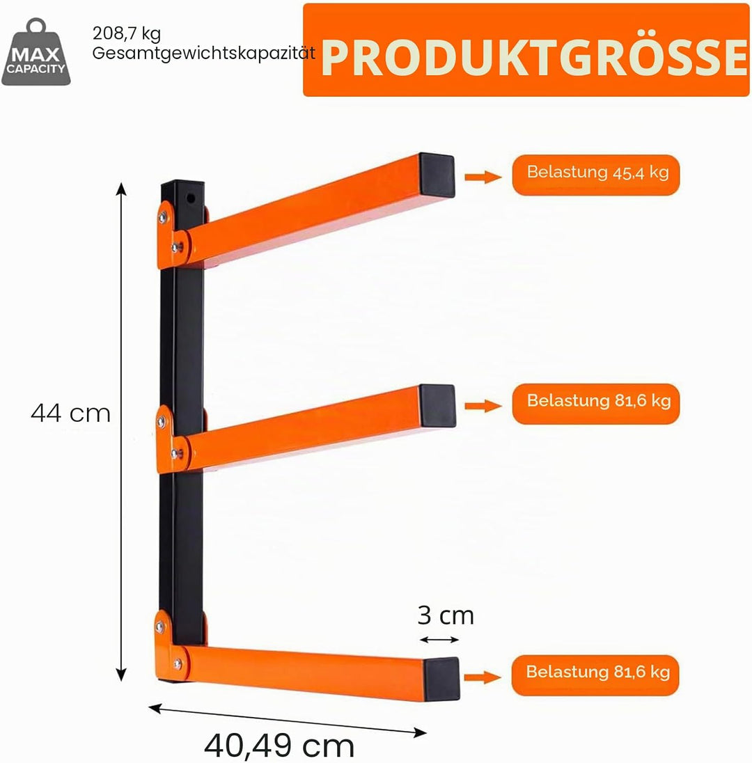 Kragarmregal, 2 Stück Holzlagerungs-Metallregal Holzregal mit 3 Ebenen Wandregal Garage Werkzeug Wan