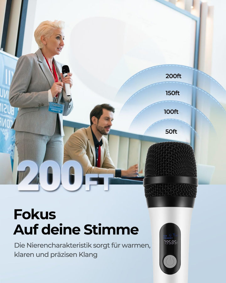 ALPOWL Kabelloses Mikrofon, Duales Digitales Dynamisches Bluetooth Mikrofon mit wiederaufladbarem Em