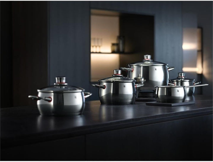 WMF Quality One Topfset Induktion 4-teilig, Kochtopf Set mit Glasdeckel, Cromargan Edelstahl poliert