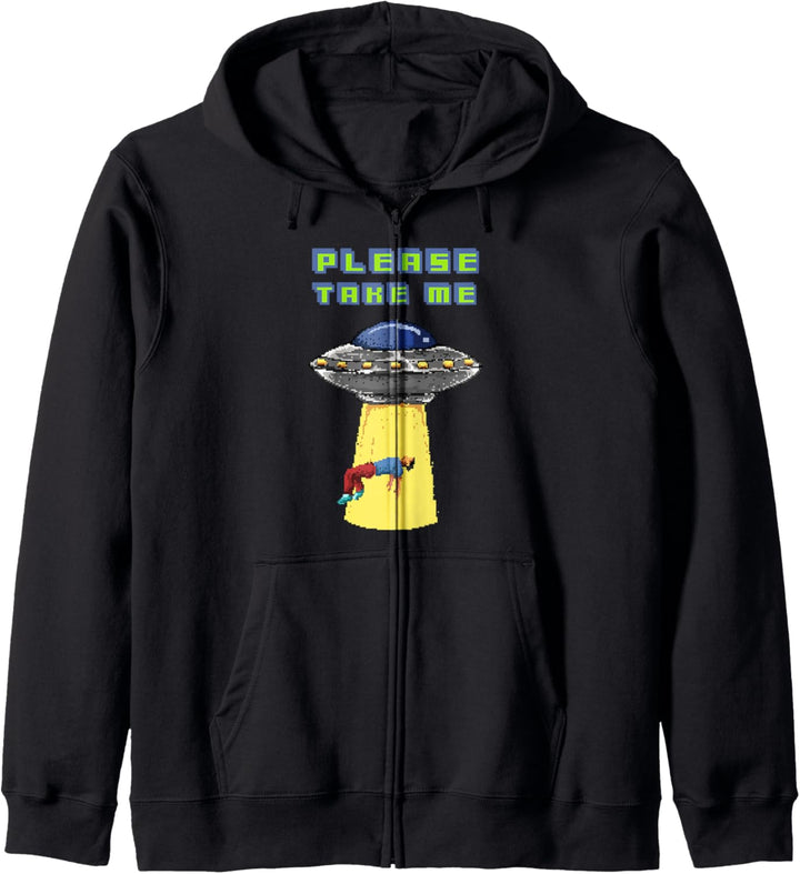 "Bitte nimm mich" UFO Alien Pixel 8 Bit Art.-Nr. Kapuzenjacke