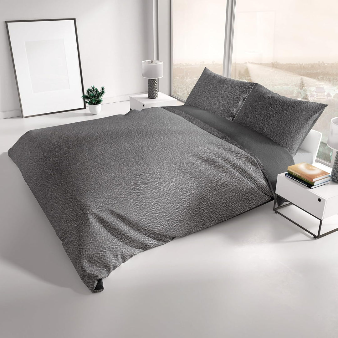Leonado Vicenti Winter Bettwäsche Thermo Fleece Uni Flauschige Wendebettwäsche Set warm Bezug kusche