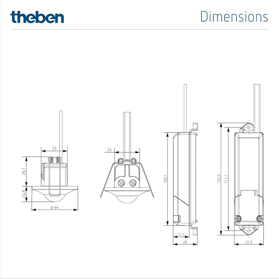 Theben 1060200 thePiccola S360-100 DE WH - Passiv-Infrarot-Bewegungsmelder - Deckenmontage - Runder