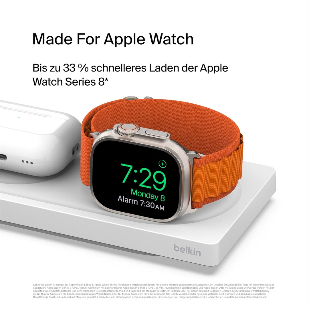 Belkin MagSafe drahtloses 3-in-1-Ladegerät, MFi-zertifiziertes Ladepad, MagSafe Ladestation für die