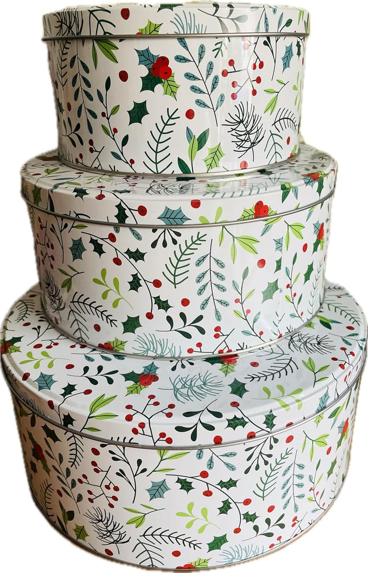 khevga Keksdose Weihnachten Set Plätzchendose aus Blech Set (weiss-bunt), Weiss-bunt