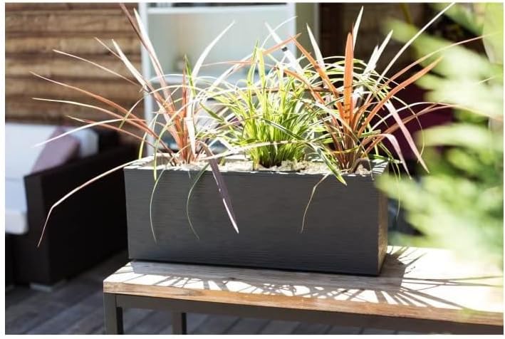 EDA Blumenkasten Graphit – Anthrazit – 59 x 19,5 x 22,8 cm 25 l Kunststoff – innen und aussen