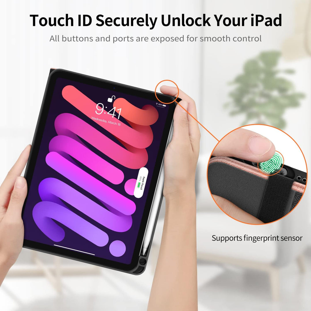 HOLIMET iPad Mini 6 Hülle 2021 8,3 Zoll mit Stifthalter, iPad Mini 6. Generation PU Leder Cover Smar