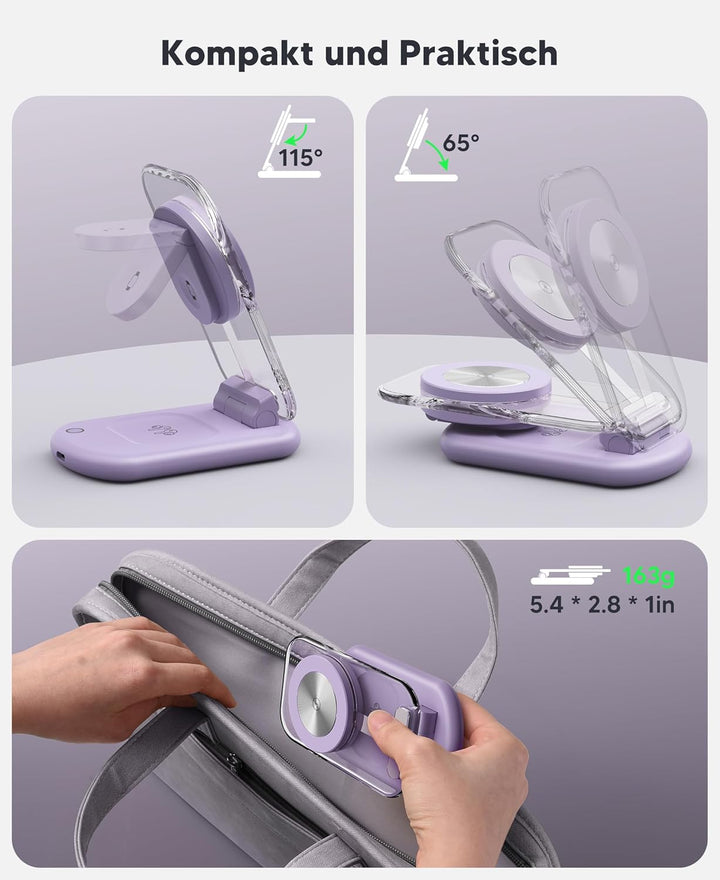 Mag Safe Ladegerät, Ladestation Apple Watch und iPhone, 3 in 1 Ladestation Kompatibel mit iPhone 17