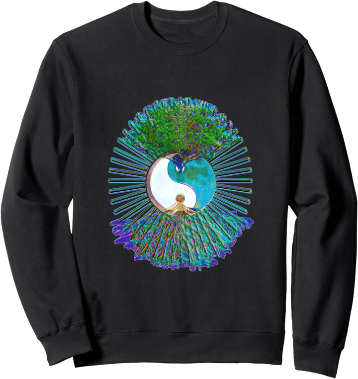 Regenbogenbaum des Lebens mit Yin Yang Sweatshirt