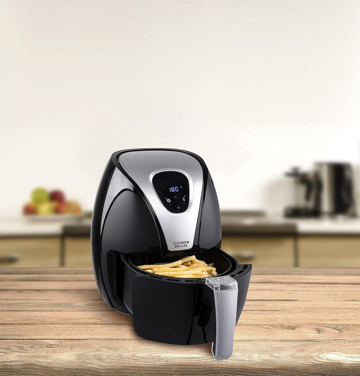 Cuisinier Deluxe Heissluftfritteuse 2,4 Liter 1300/1500 Watt Timer und Digitalanzeige Cuisiner Delux