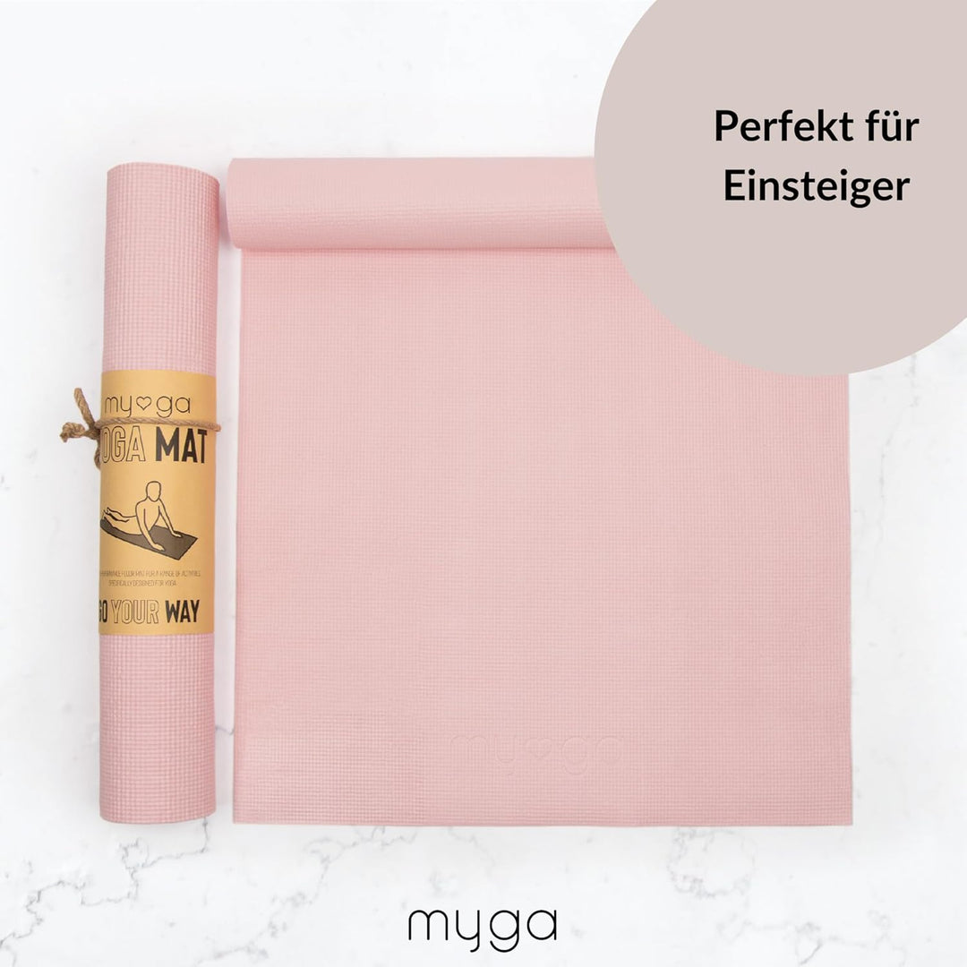 Myga Einsteiger-Yogamatte | Rutschfest & Leicht zu tragen – 4 mm Dicke | Ideal für Yoga, Pilates, Me