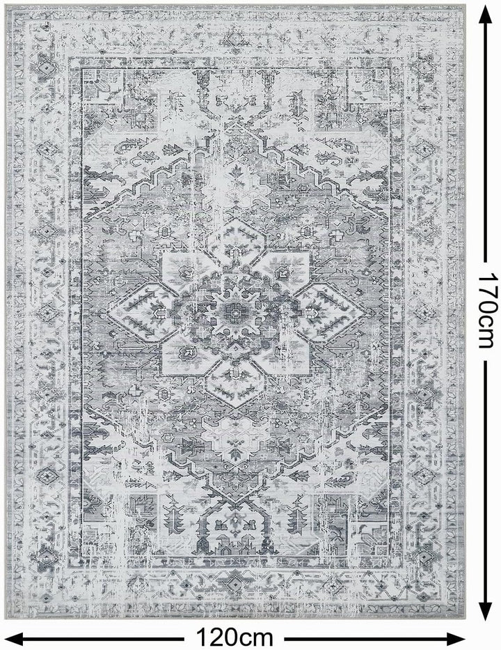 WONGS BEDDING Boho Teppich Wohnzimmer Schlafzimmer Kurzflor Teppiche Waschbar Weich rutschfest Vinta