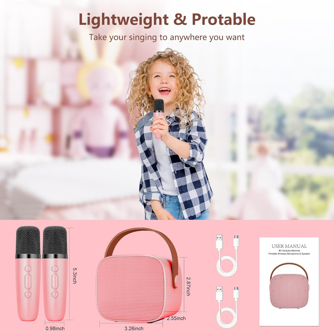 BONAOK Mikrofon Karaoke Spielzeug 2 Mikrofon, Bluetooth Karaokemaschinen für Kinder Erwachsene, Trag