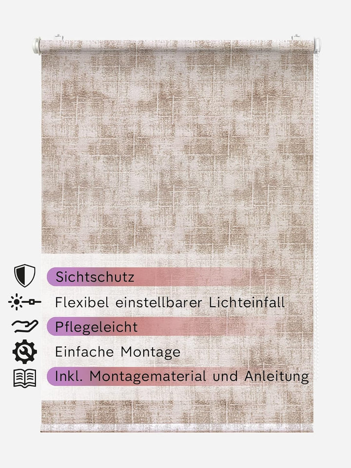 Rikmani Tageslichtrollo AVI Fensterrollo verdunkelnd, Rollo, Klemmfix, Anschraubbar, Verdunkelungsro