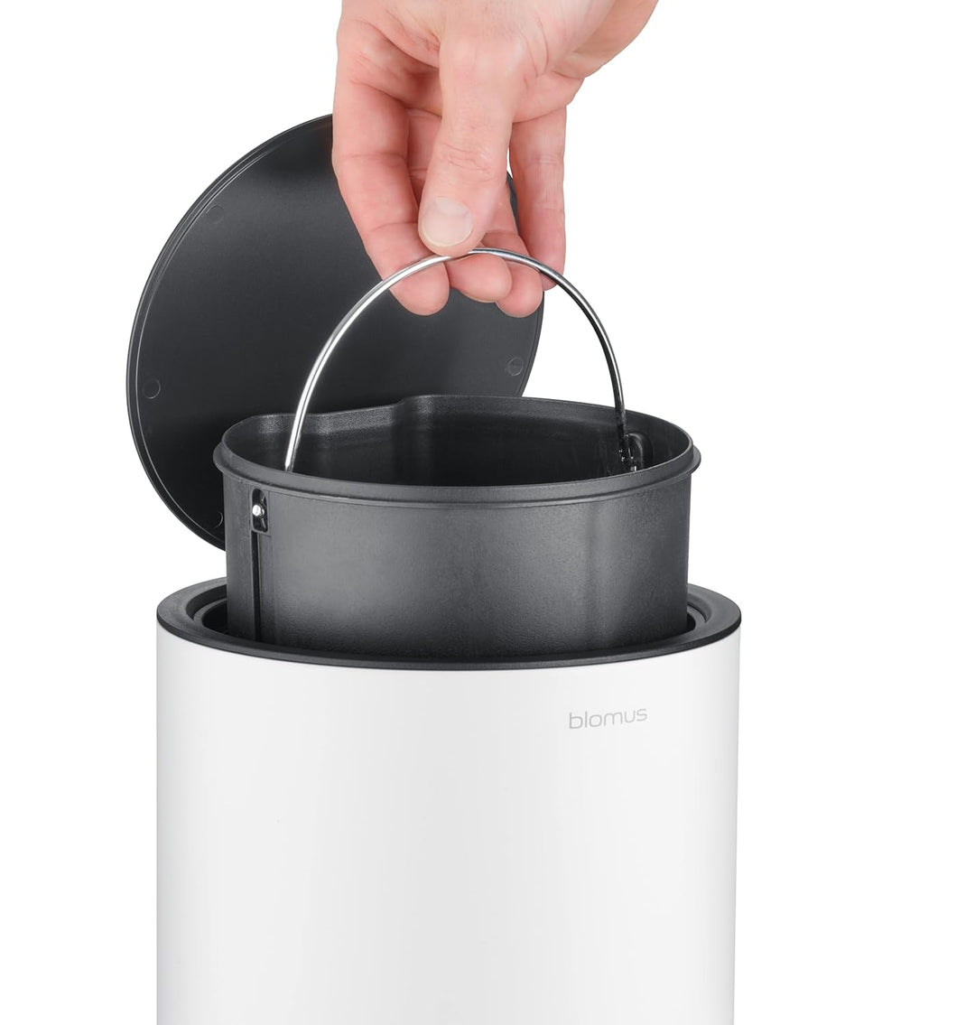 Blomus Kosmetikeimer -SINO- Mülleimer 3 Liter | Weiss | 20L x 20B x 26H cm | Treteimer mit Absenkaut