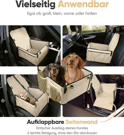 HELDENWERK Extra Stabiler Hunde Autositz -Verstärkte Wände und 5 Gurte - Wasserdichter Hundeautositz