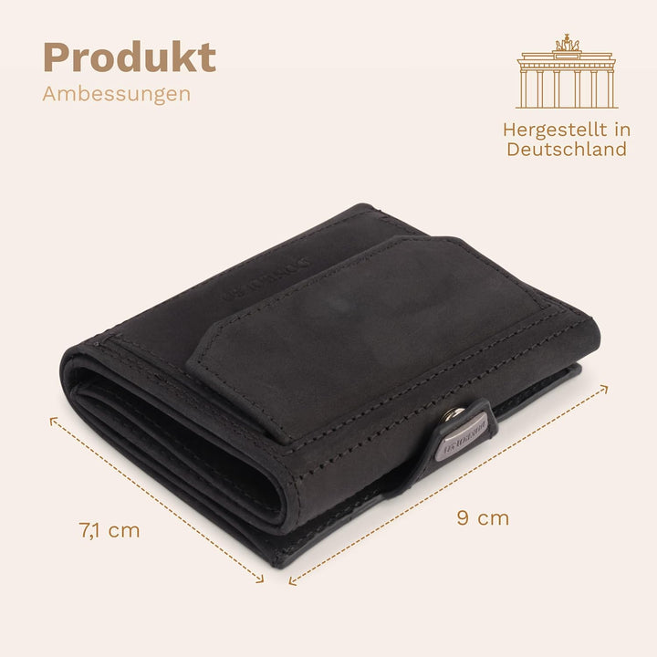 DONBOLSO Wallet NextGen Leder I Slim Wallet mit Münzfach I Geldbeutel mit RFID Schutz I Kartenetui b
