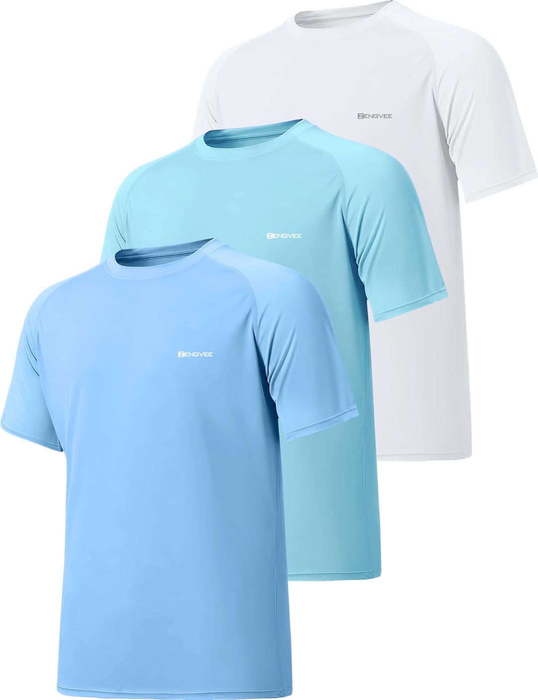 ZENGVEE 3er Pack Rashguard Herren, UPF 50+ UV Schutz Shirt Herren Schnelltrocknend Leicht Atmungsakt