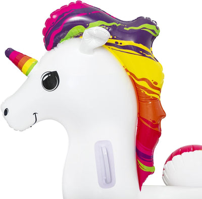Aufblasbarer Fantasy Einhorn Aufsitz 155 cm Mehrfarbig, Mehrfarbig