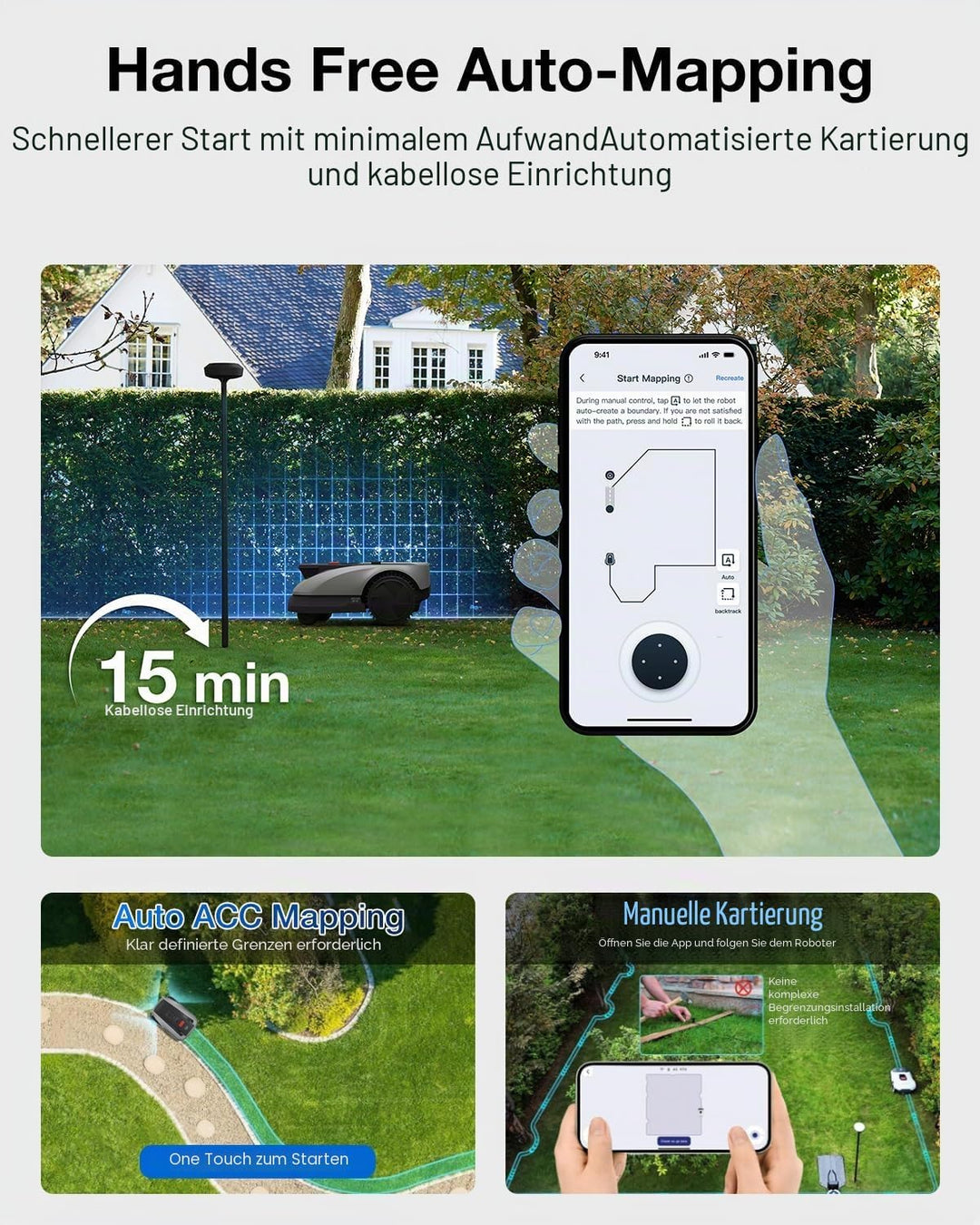 ECOVACS GOAT O600 RTK Mähroboter, RTK & AI-Kamera-Navigation, 45% Steigung, 100m²/h, IPX6, App-Steue