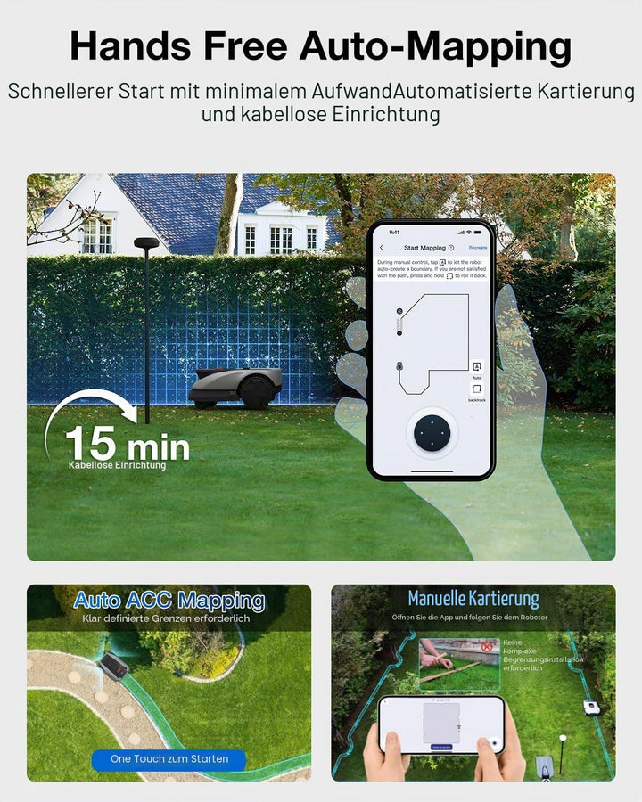 ECOVACS GOAT O600 RTK Mähroboter, RTK & AI-Kamera-Navigation, 45% Steigung, 100m²/h, IPX6, App-Steue