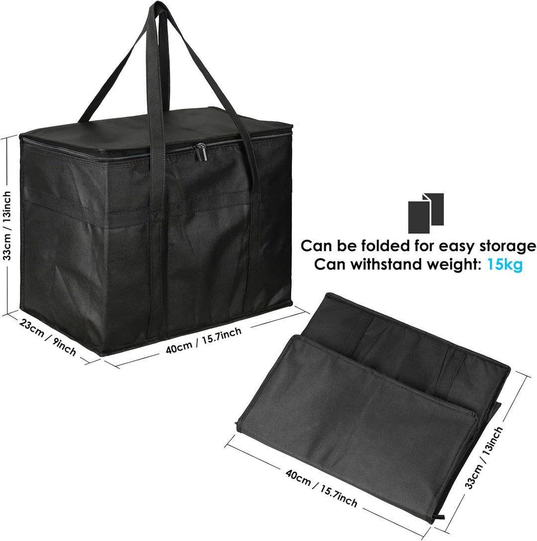 30L Isolierte Picknick-Kühltaschen, 2 Wiederverwendbare Einkaufstaschen, Faltbare Kühlboxen mit Deck