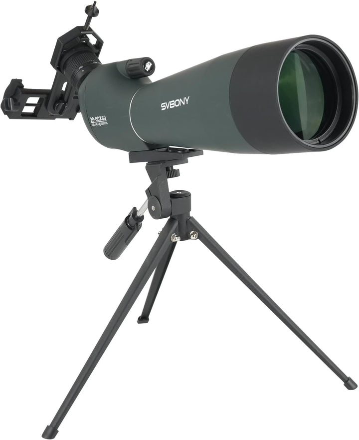 Svbony SV28 Spektiv mit Stativ 20-60x80, Spektiv Vogelbeobachtung Handy Adapter, BAK4 Prisma P65 Was