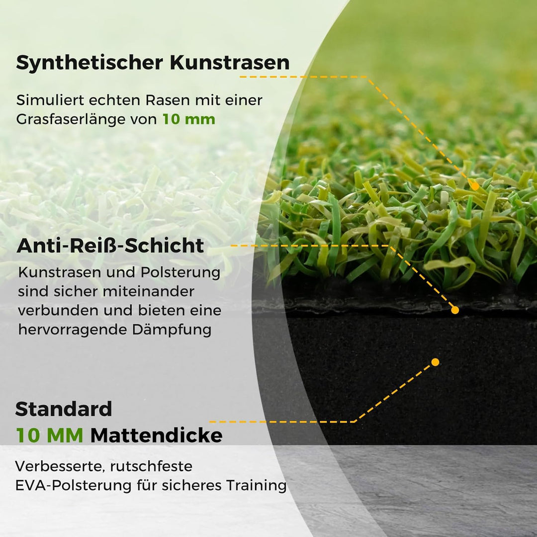 COSTWAY Golf Abschlagmatte, Golf Übungsmatte inkl. 2 Gummi-Tees und 2 Ausrichtungsstäbe, Golfmatte m